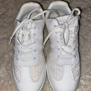 White Lace-Up Sneakers